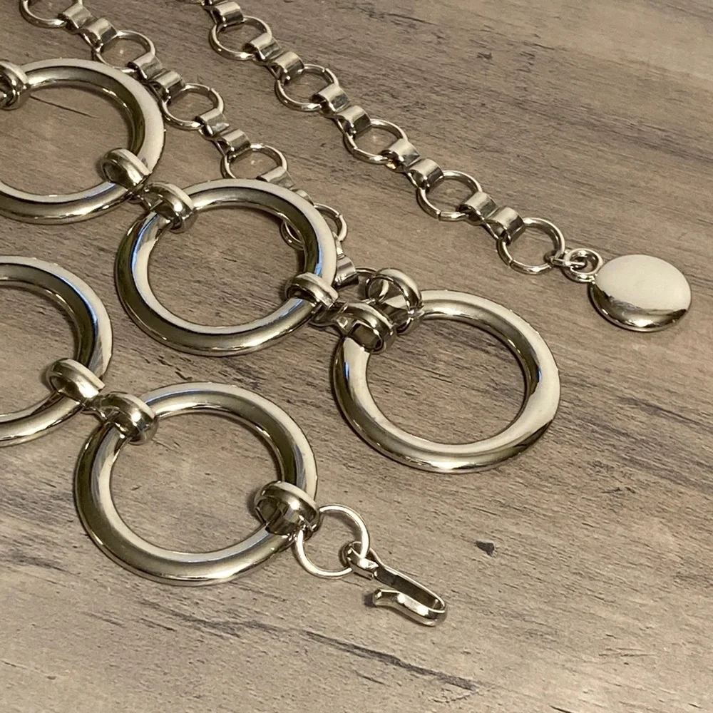 Vintage Silver Circle Chain Belt Adjustable